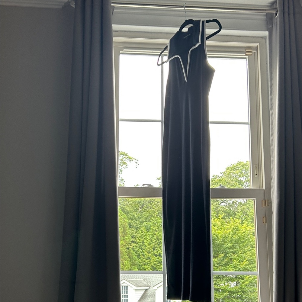 Veronica Beard navy white maxi dress with white trim